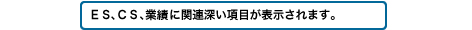 業績、ES、CSに関連深い項目が表示されます